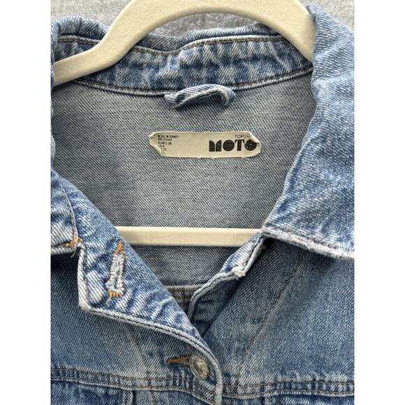 TOPSHOP MOTO MEDIUM WASH WOMEN'S DENIM TRUCKER JEAN JACKET Sz US 6 INNER POCKETS - Picture 5 of 13